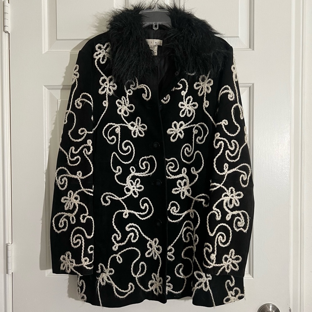 WHBM Suede Floral Coat Jacket
